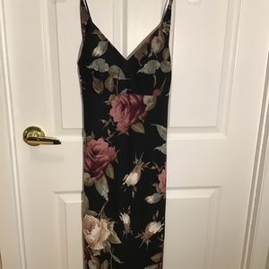 Lovely Day Black Floral Slip Dress with Rose Print